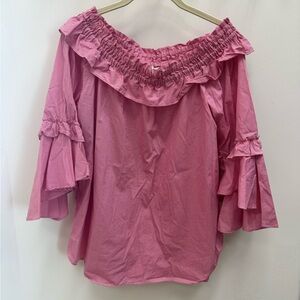 Sara Campbell Off-Shoulder Ruffle Top in Red Gingham